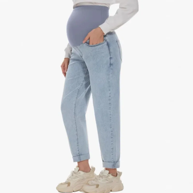 Jeans de maternidad premamá elásticos ajustados por encima del vientre