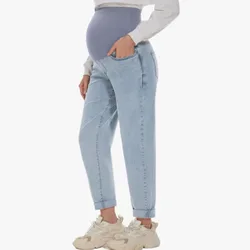 Jeans de maternidad premamá elásticos ajustados por encima del vientre