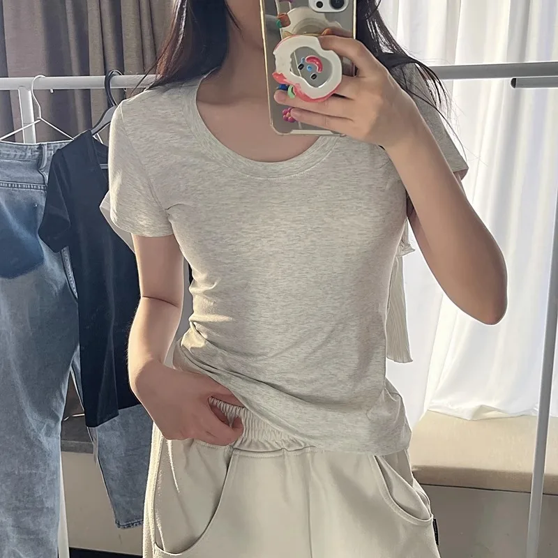 Camiseta ajustada de manga corta con cuello en U estilo Spice Girl - imagen 3
