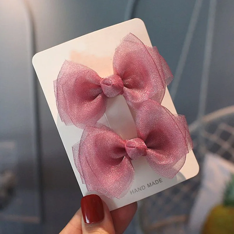 Pinzas mariposa perladas para el pelo de niñas – Horquillas de tela - imagen 2
