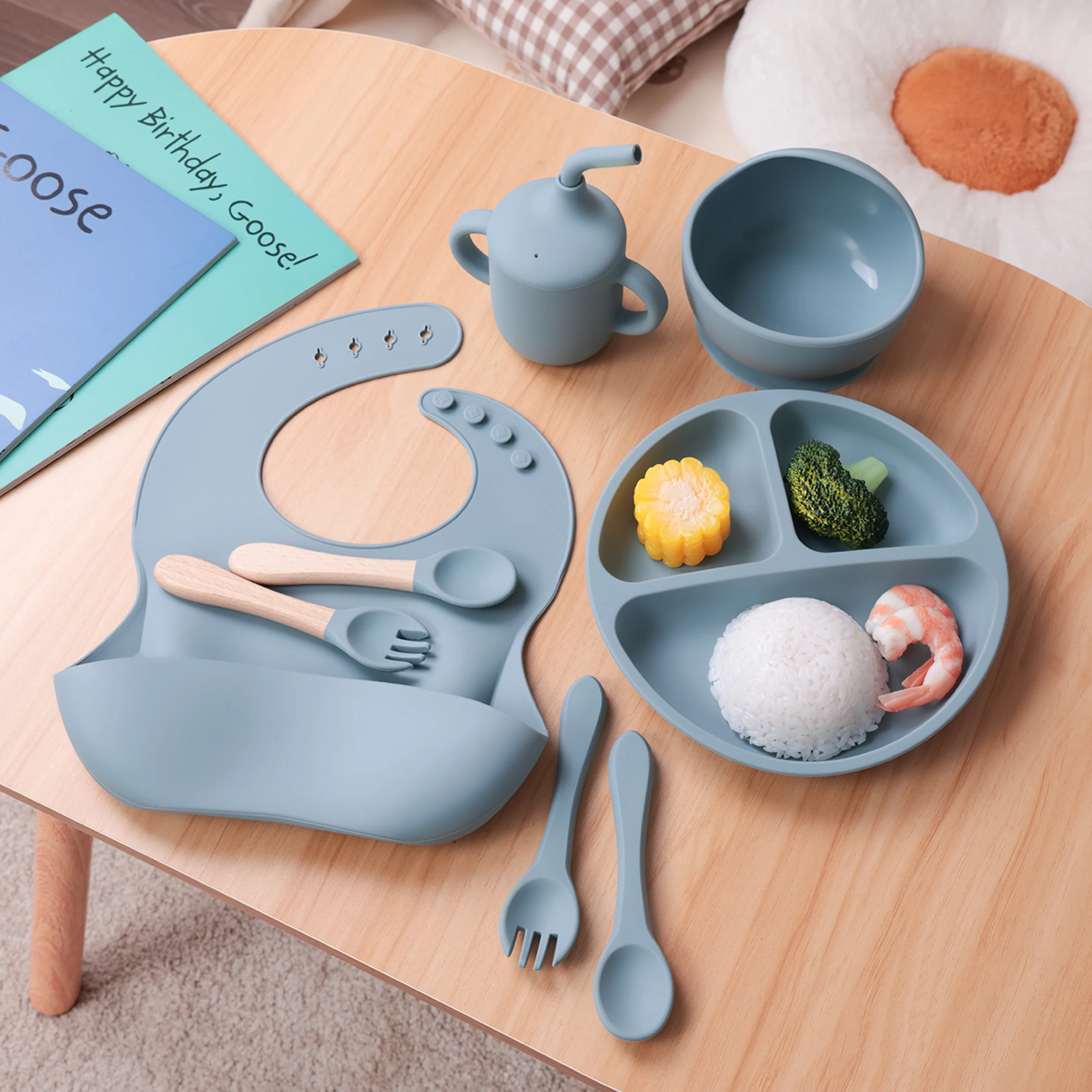 Juego de alimentación de silicona para bebé con ventosa y babero - imagen 3