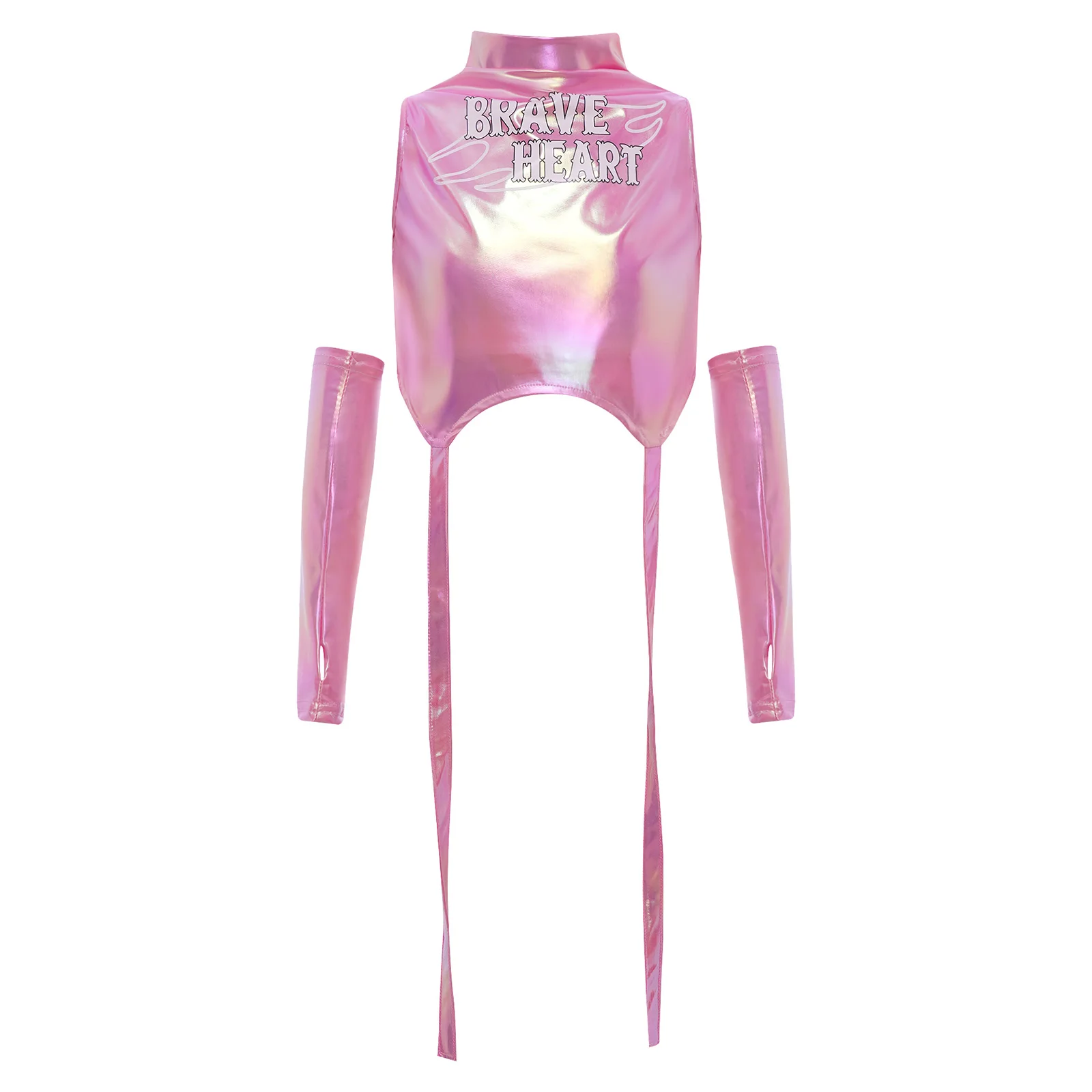 Traje de baile hip-hop y jazz para niñas con top corto y guantes - imagen 3