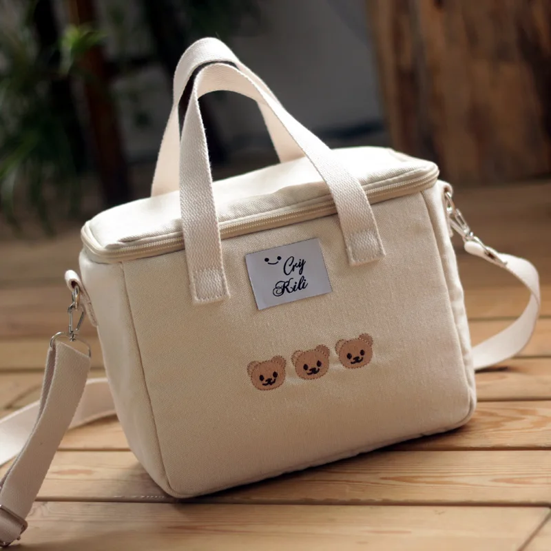 Bolsa isotérmica con bordado oso para meriendas de bebé práctica - imagen 4