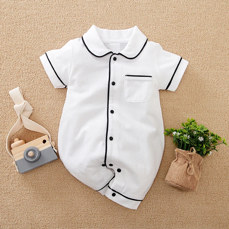 Pijama mono de algodón blanco para recién nacidos