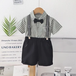 Conjunto bebé niño cuadros: camisa y pantalón corto verano