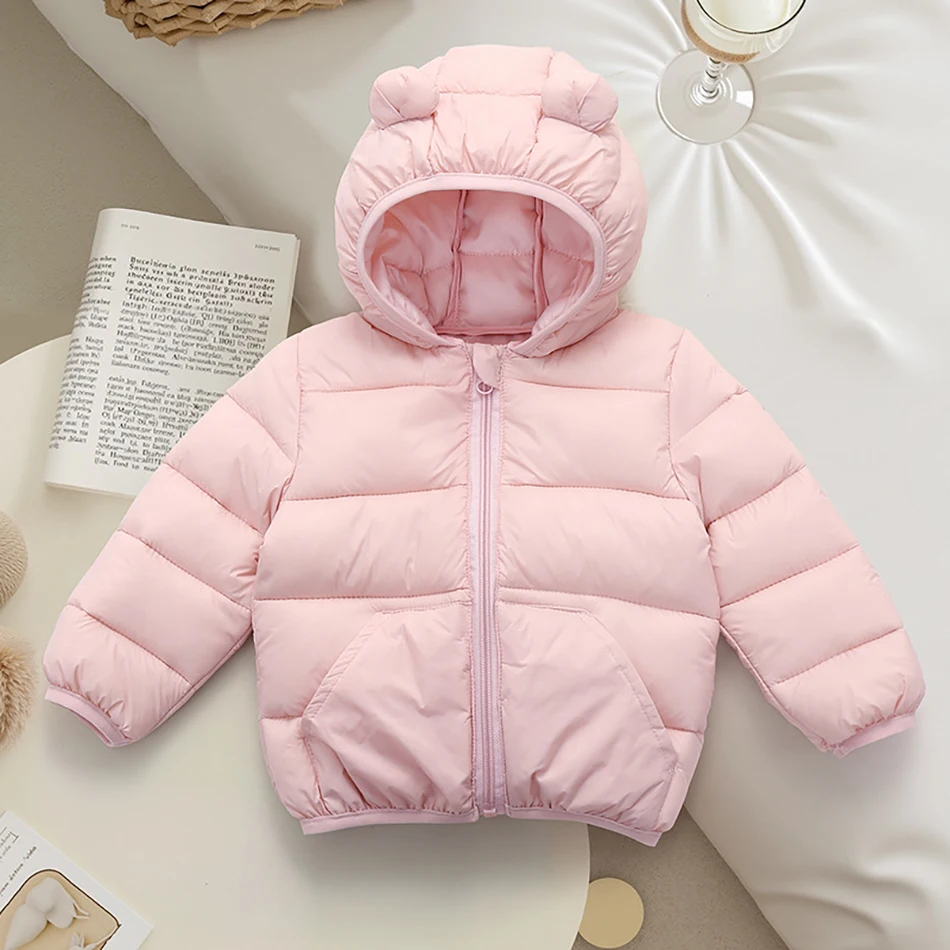Parka de niña con capucha abrigada y cremallera para invierno - imagen 3