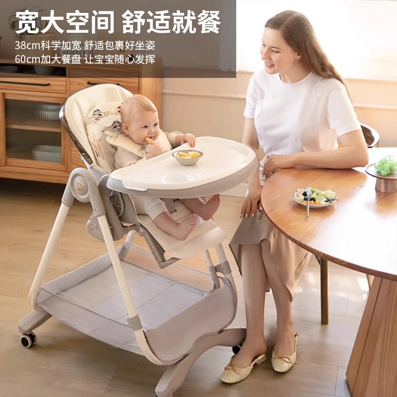 Trona portátil con ruedas para bebé reclinable y ajustable