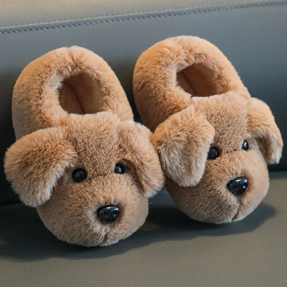 Zapatillas antideslizantes de algodón con perro para invierno