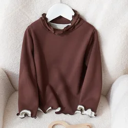 Jersey acolchado de invierno para niña, manga larga cálida suave