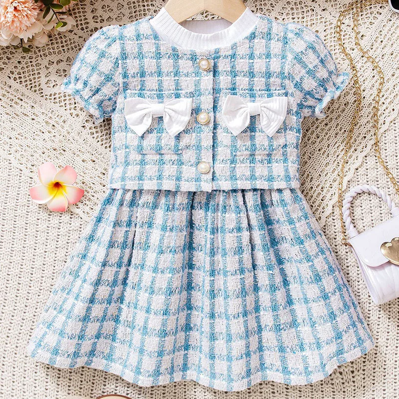 Conjunto verano bebé niña: camiseta a cuadros y vestido princesa - imagen 2