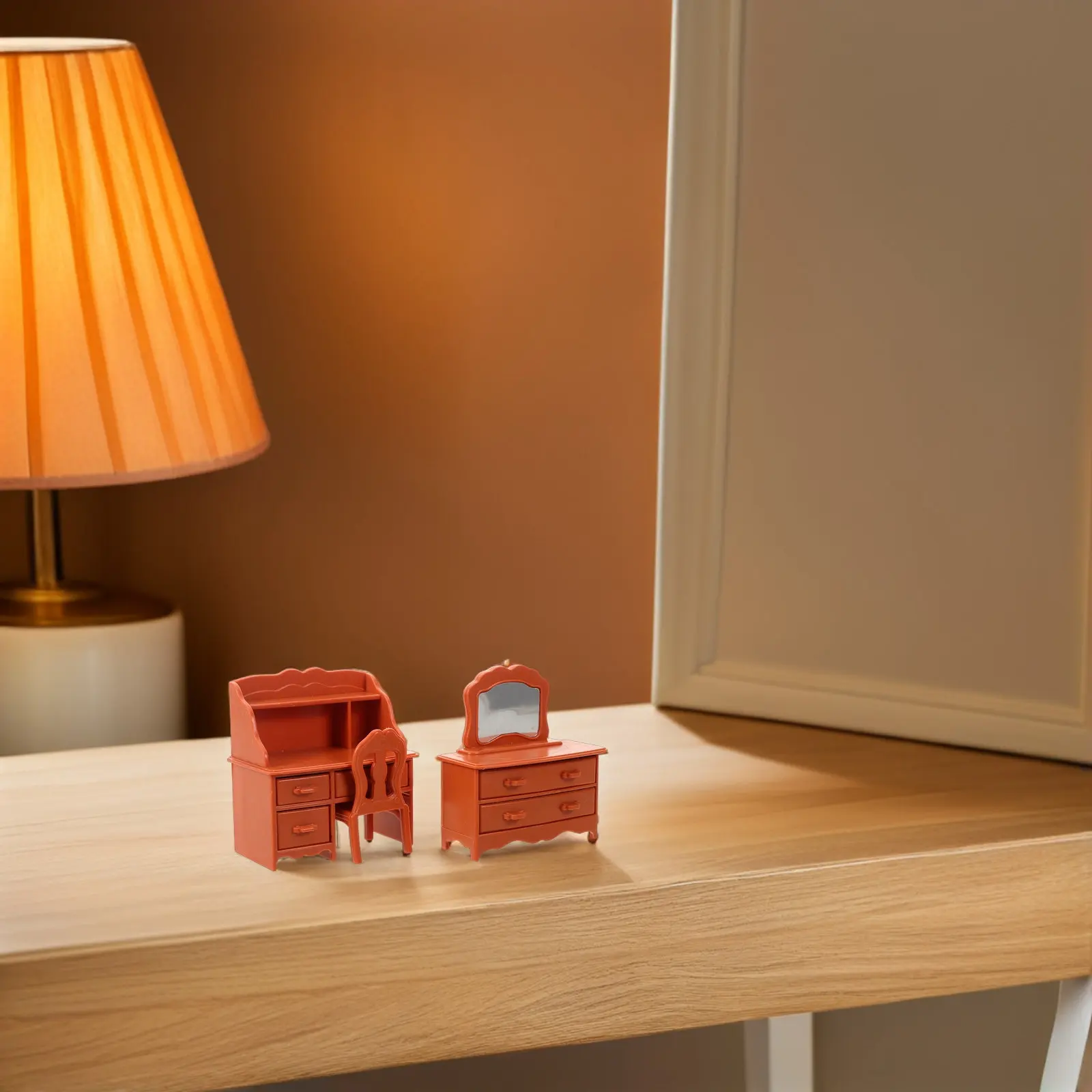 Juego de tocador infantil en miniatura con espejo y taburete - imagen 5