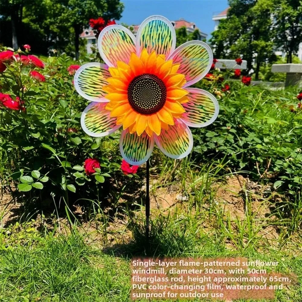 Molino de viento de girasol giratorio con colores cambiantes brillantes