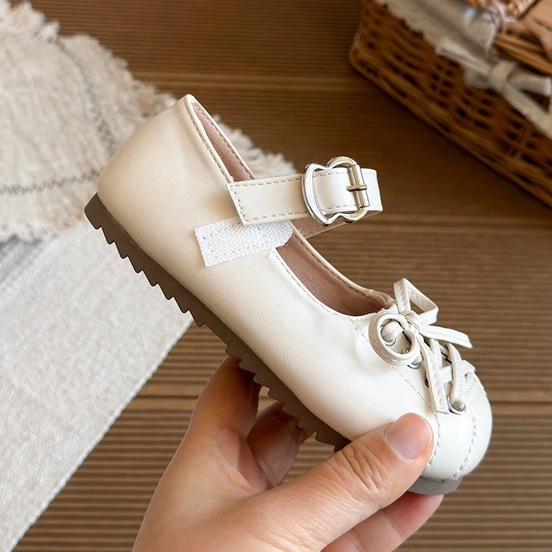 Zapatos de cuero para niña con lazo en fiesta, antideslizantes - imagen 5