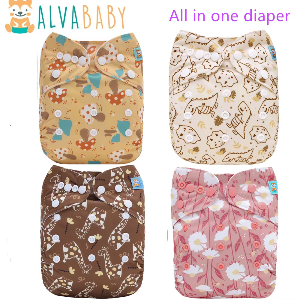 AlvaBaby Pañal reutilizable de tela bambú para bebé - imagen 2