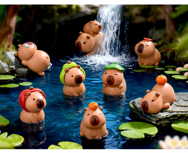 Figuras de acción de capibara en miniatura para dioramas