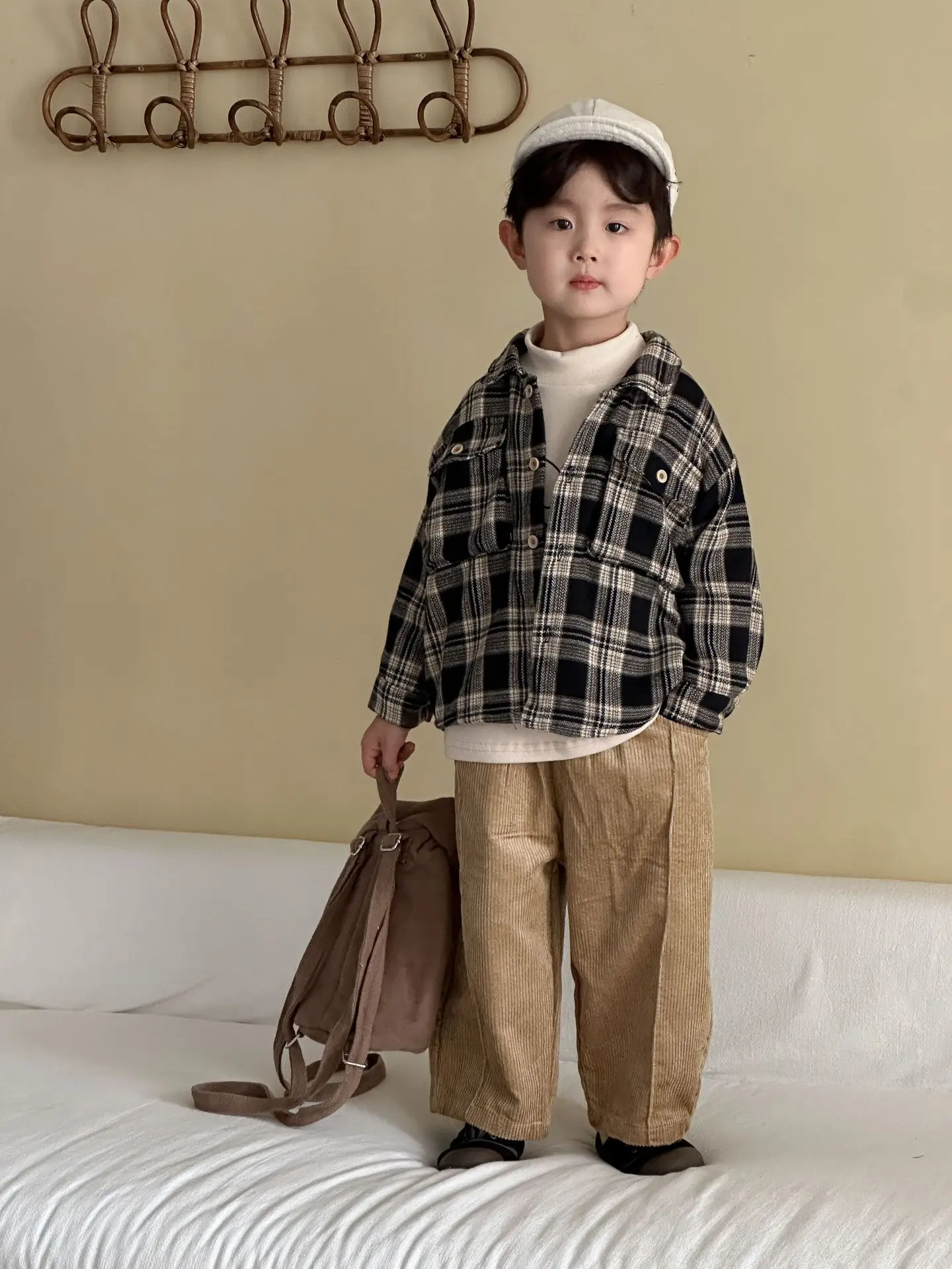 Camisa de manga larga a cuadros para niña de algodón - imagen 5