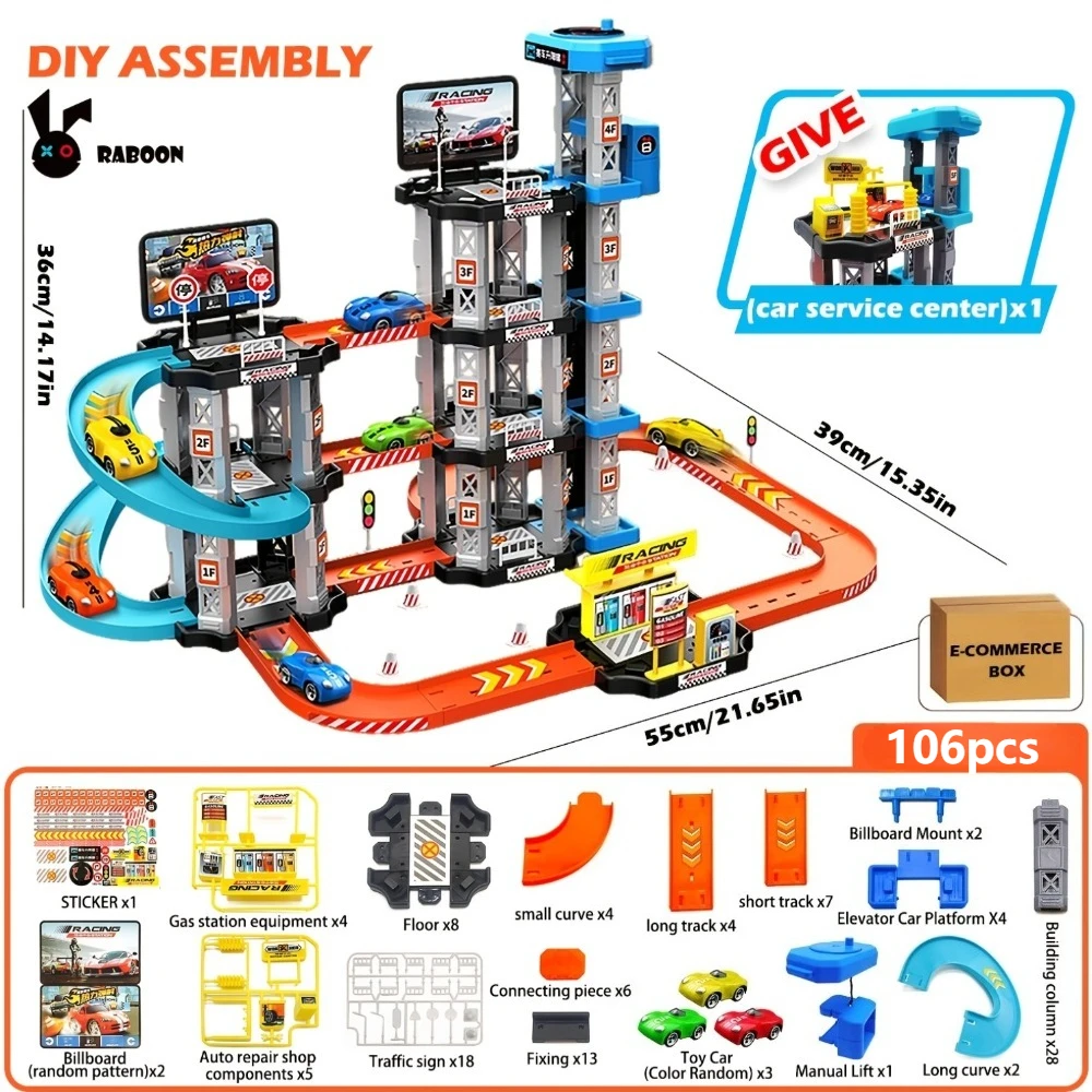 Pista de garaje de carreras con rampa y coches en miniatura infantil - imagen 2