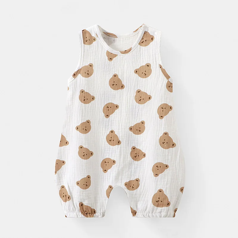 Mameluco de verano en algodón para recién nacido con diseño de oso - imagen 4