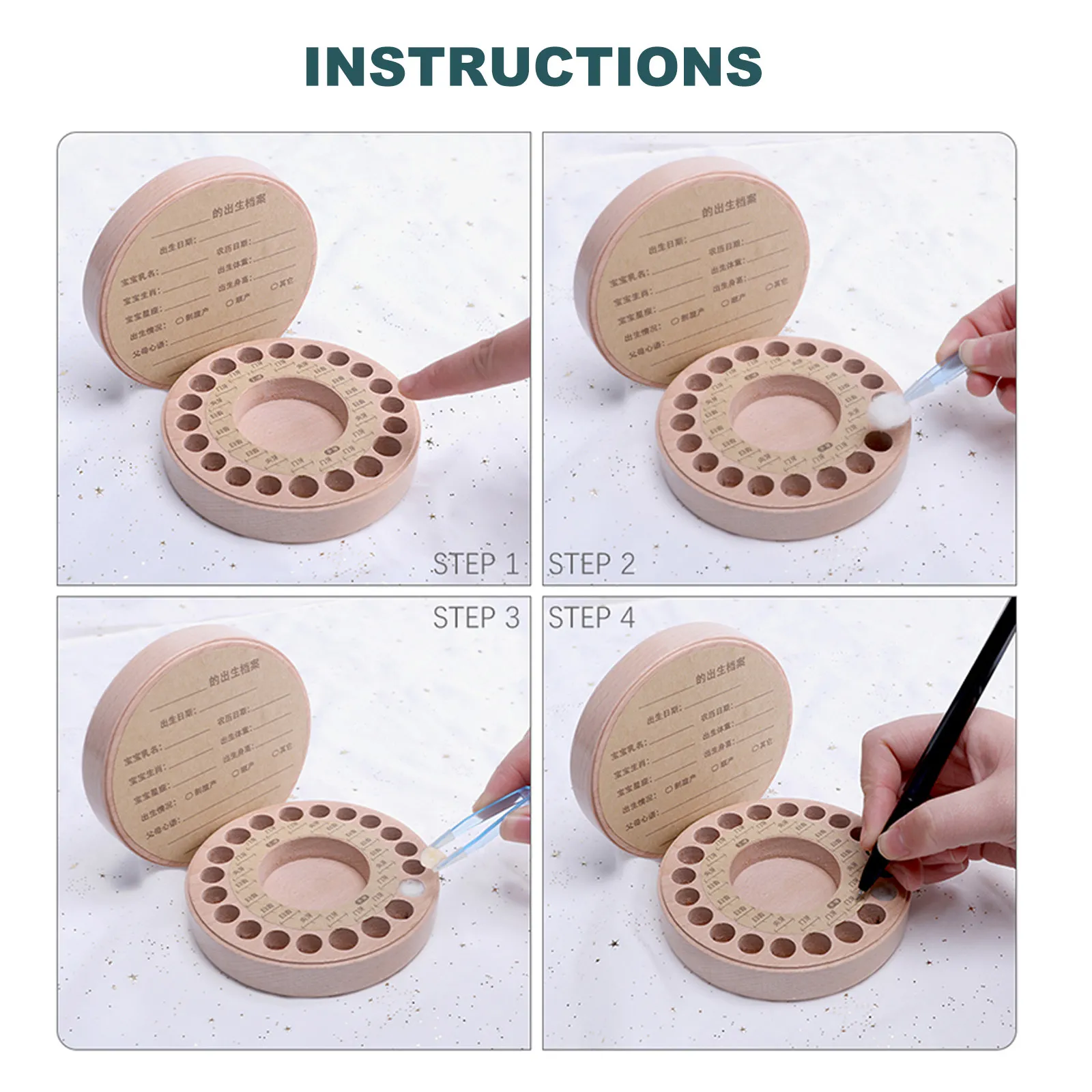 Caja para dientes de leche de madera estuche recuerdo - imagen 3