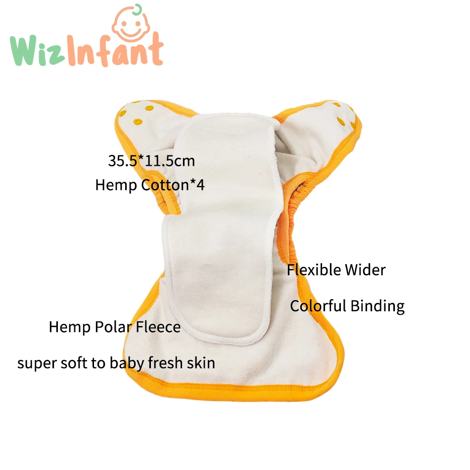 WizInfant Pañal de Tela AIO Algodón Cáñamo Reutilizable Cómodo - imagen 5
