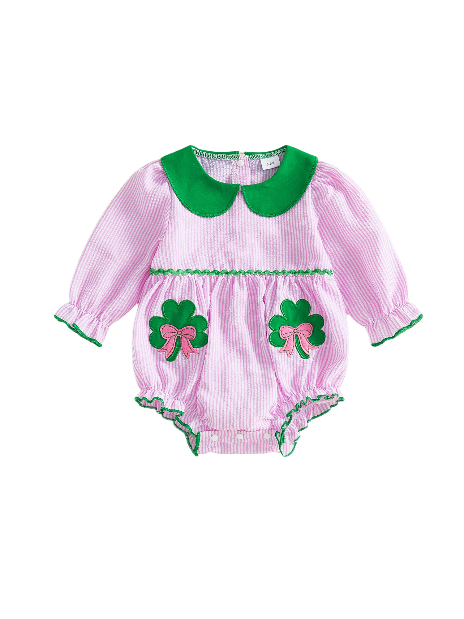 Mono de bebé niña irlandés con burbujas y rayas