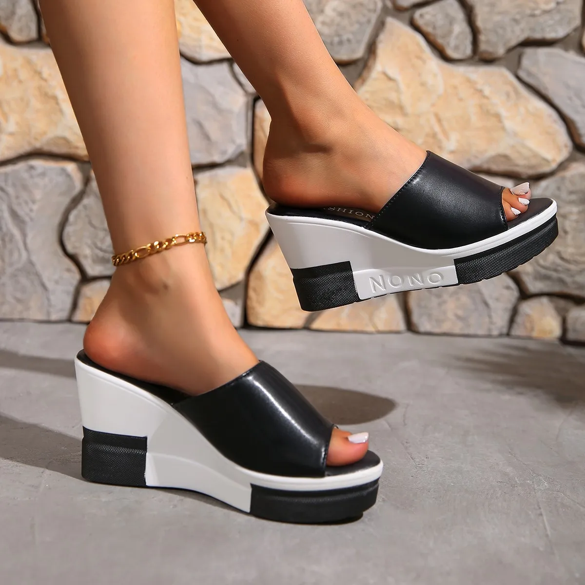 Zapatillas de cuña para niña – Tacón alto y suela gruesa - imagen 4
