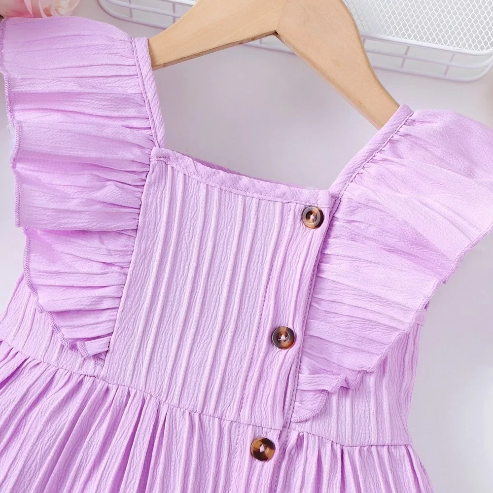 Vestido bebé ligero algodón mangas volantes botones – Verano cómodo - imagen 5