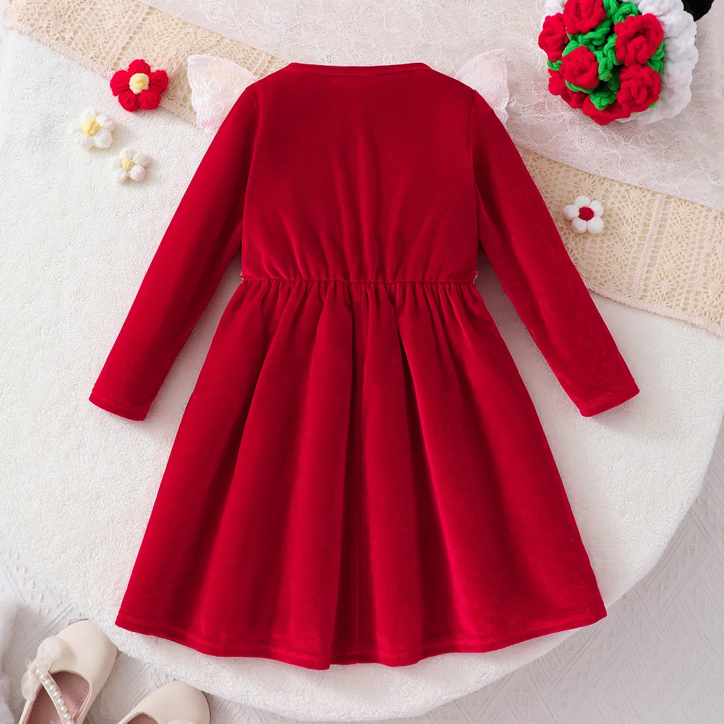 Vestido de niña con encaje floral, manga larga, primavera-otoño - imagen 4