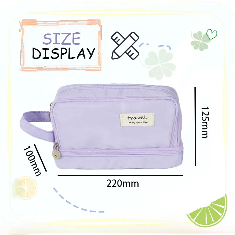 Estuche escolar Macaron de doble capa y gran capacidad para niños