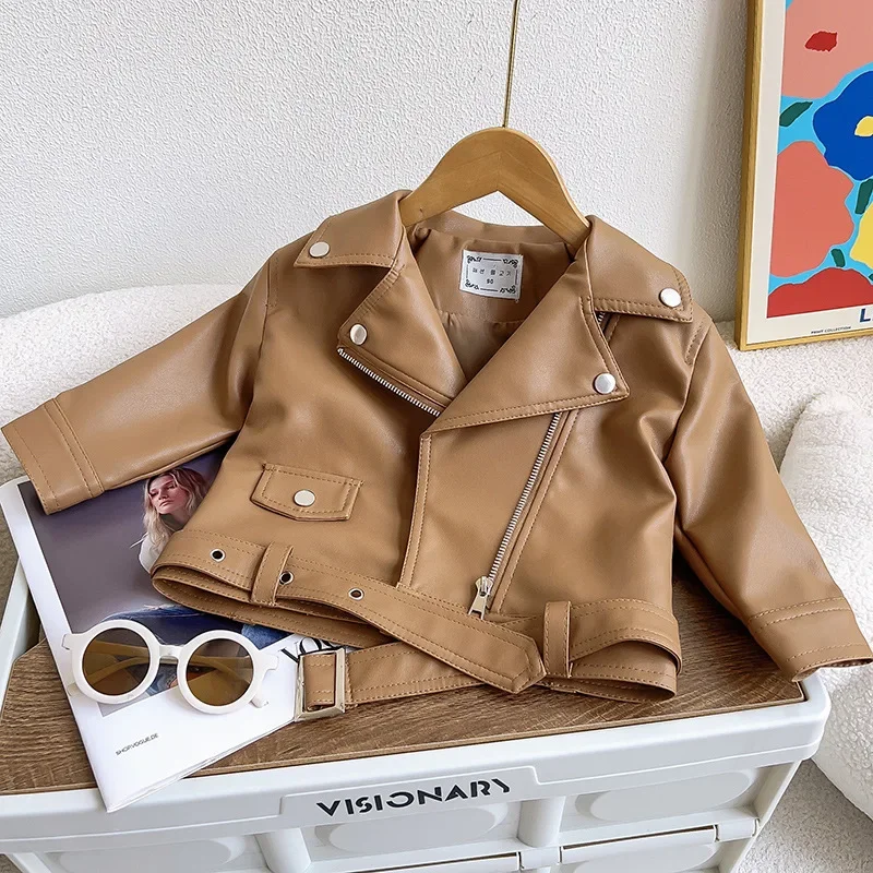 Chaquetas de cuero infantiles con cremallera estilo clásico - imagen 2