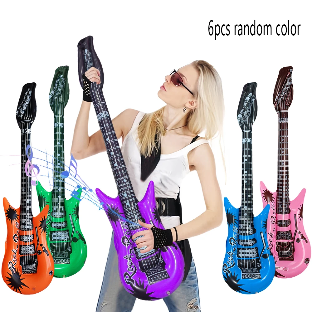 Guitarra inflable de PVC gruesa para jugar en casa, reutilizable - imagen 5