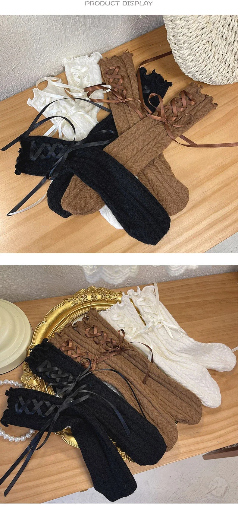 Calcetines con encaje y lazo frontal