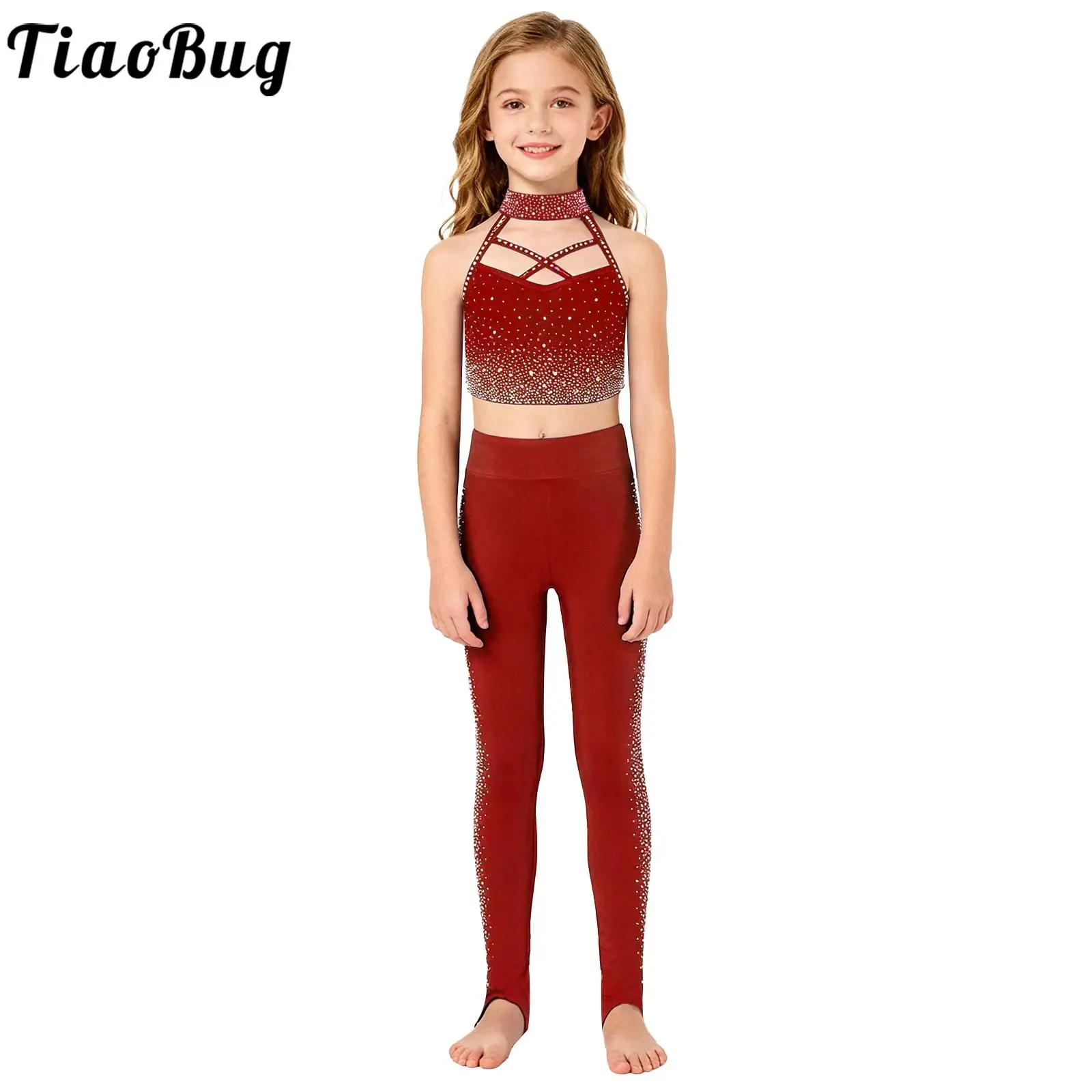 Disfraz de ballet con strass para niñas: top halter y mallas - imagen 5