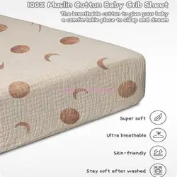 Sábana ajustable para cuna de bebé con tejido suave extraíble