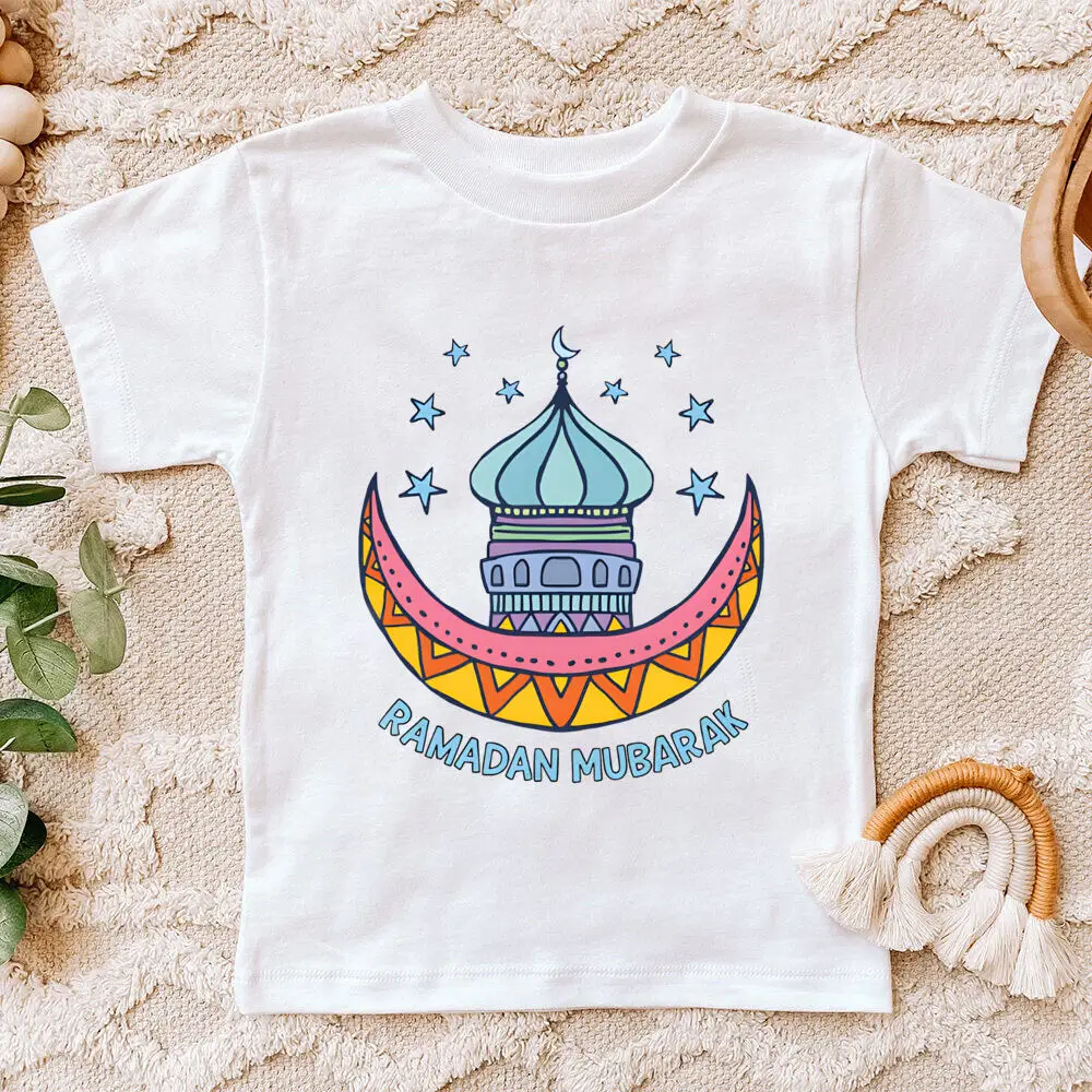 Camiseta infantil Ramadan – Estampado luna y estrella, algodón suave - imagen 3