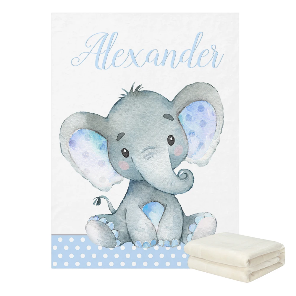 LVYZIHO Juego de sábanas cuna bebé con nombre y elefante azul - imagen 5