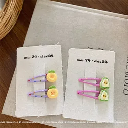 Pinzas para el cabello de bebé, lunares y frutas pastel