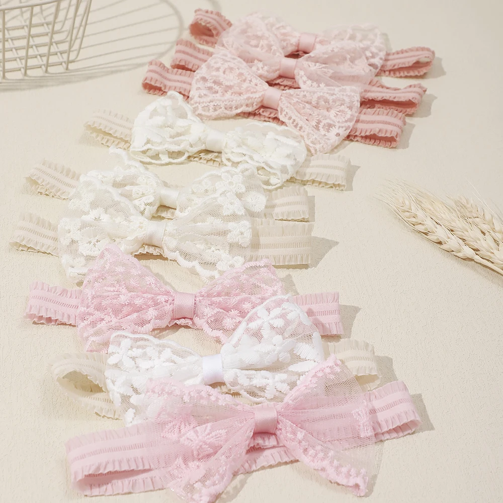 Diademas elásticas de encaje con lazo para bebé niña – Estilo turbante - imagen 2