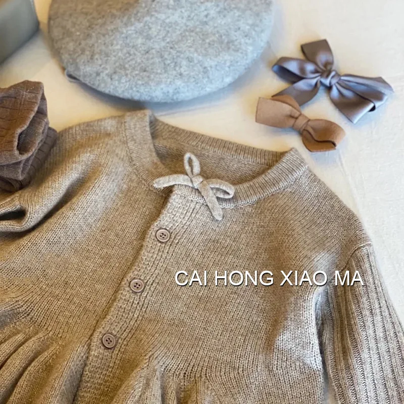 Cárdigan de punto cálido de cuello redondo para niños - imagen 5