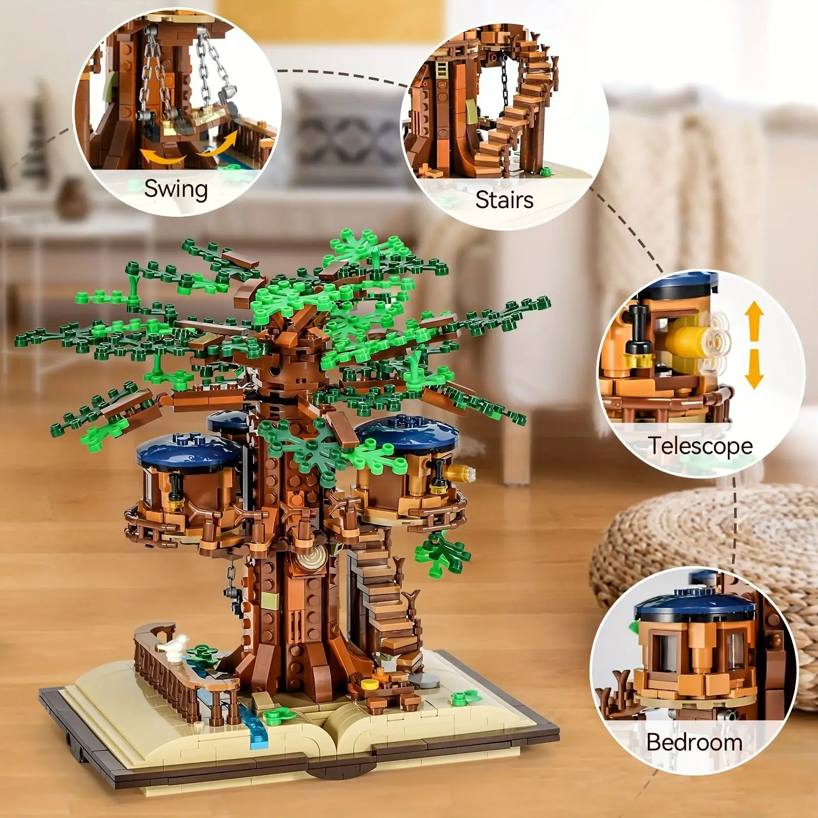 Casa del árbol de bloques con hojas intercambiables para construir - imagen 3