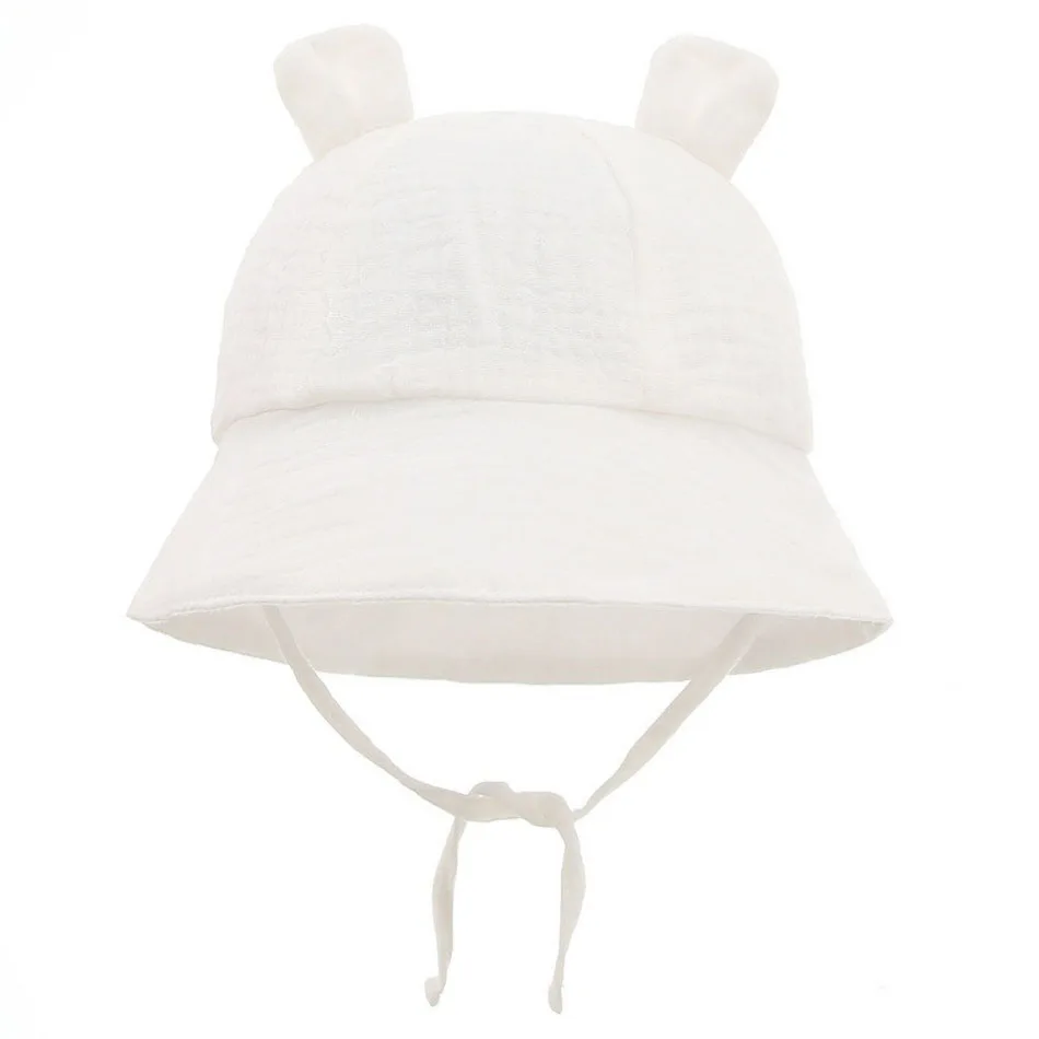 Gorro muselina con orejas de oso para bebé – Protección solar verano - imagen 5