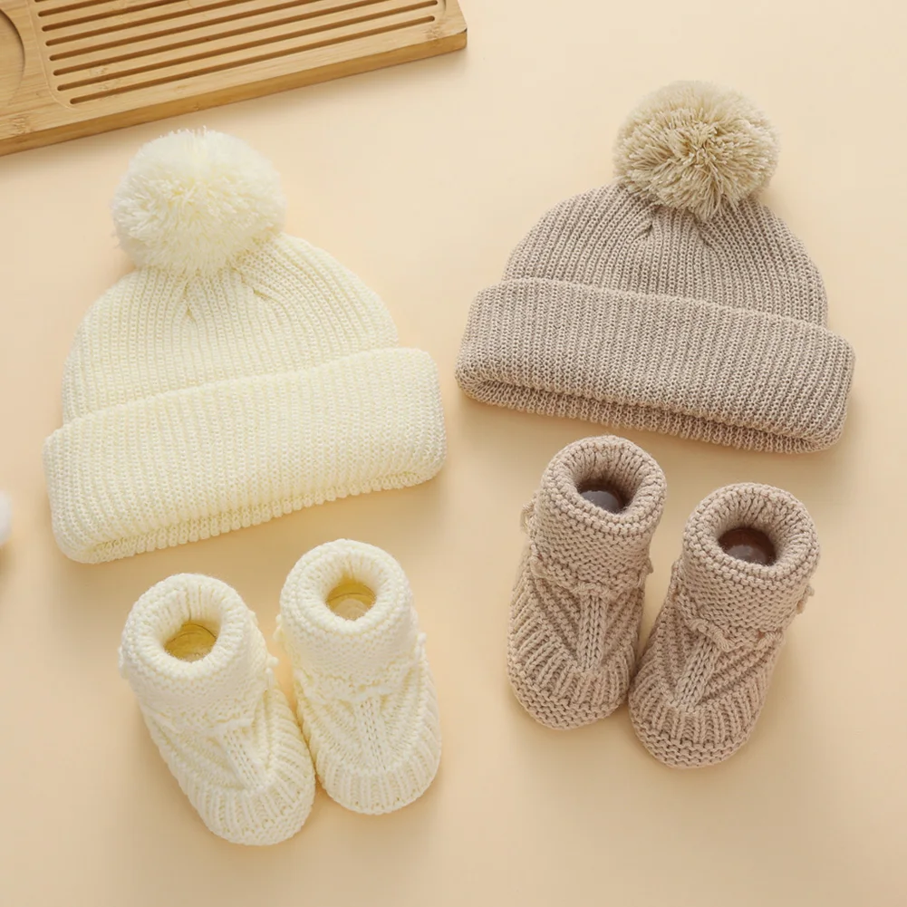 Gorro de punto con pompón para bebé de algodón suave - imagen 3