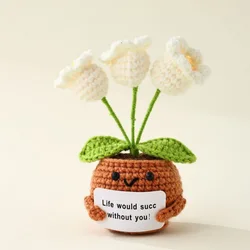 Planta tejida de lana verde para amigurumi