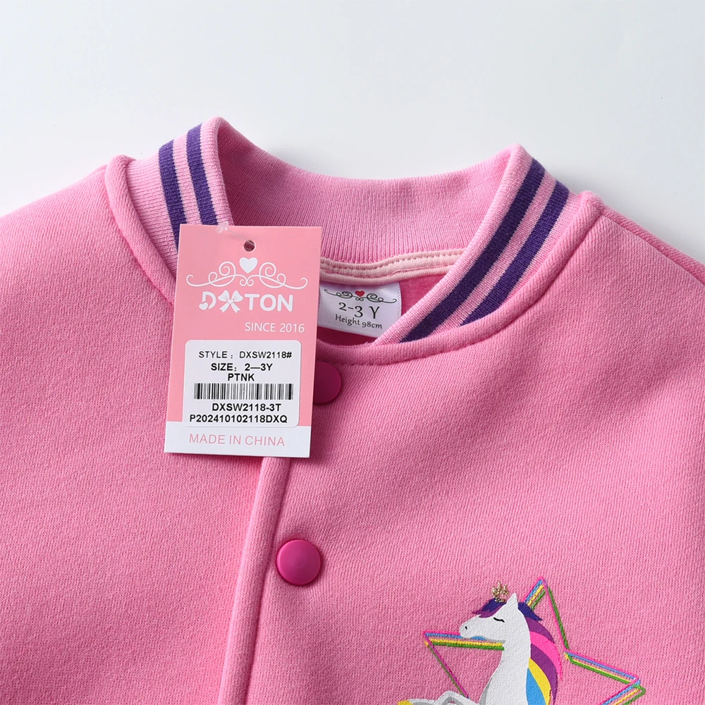 DXTON Chaqueta de béisbol infantil cálida con unicornio para invierno - imagen 3