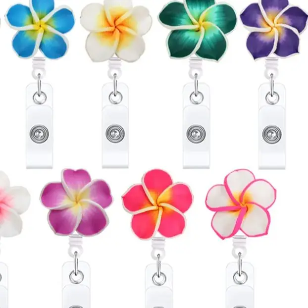 Portacarnet retráctil con clip y motivo de flor para tarjeta - imagen 2