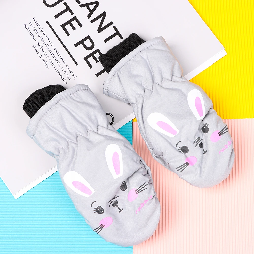 Guantes de nieve infantiles impermeables con orejas conejo - imagen 3