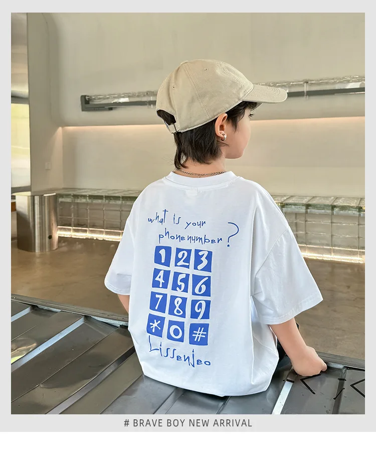 Camiseta infantil extragrande coreana de 100% algodón