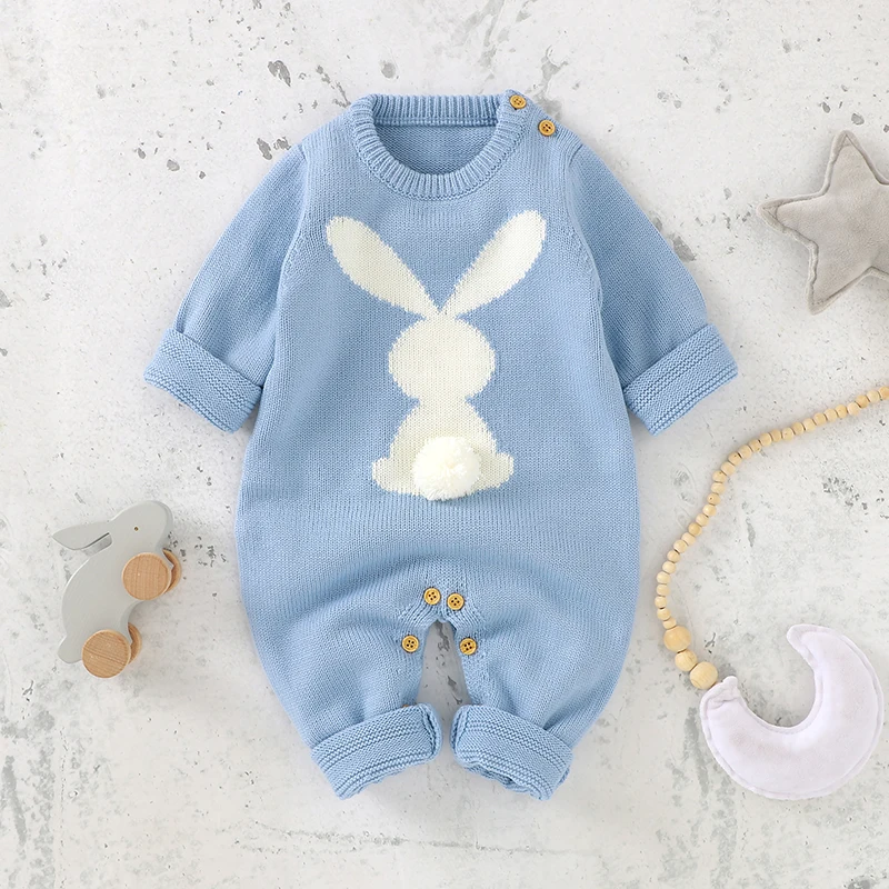 Pelele de punto con conejo para bebé Primavera-Otoño