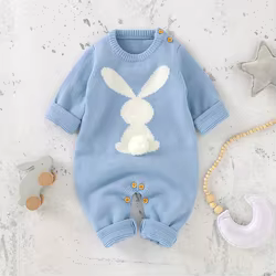 Pelele de punto con conejo para bebé Primavera-Otoño