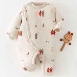 Mono bebé recién nacido de manga larga cálido de invierno con estampado